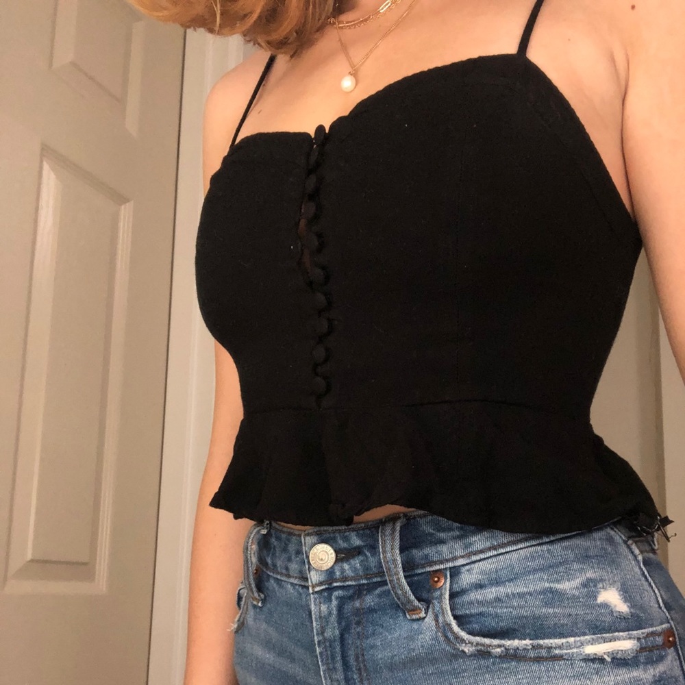 Button Front Peplum Tank